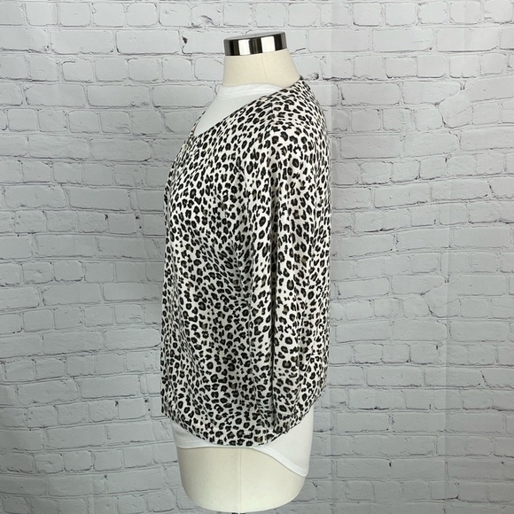 Christopher & Banks Leopard Print Cardigan Sweater Button Up 3/4 Sleeve Large - Picture 2 of 8